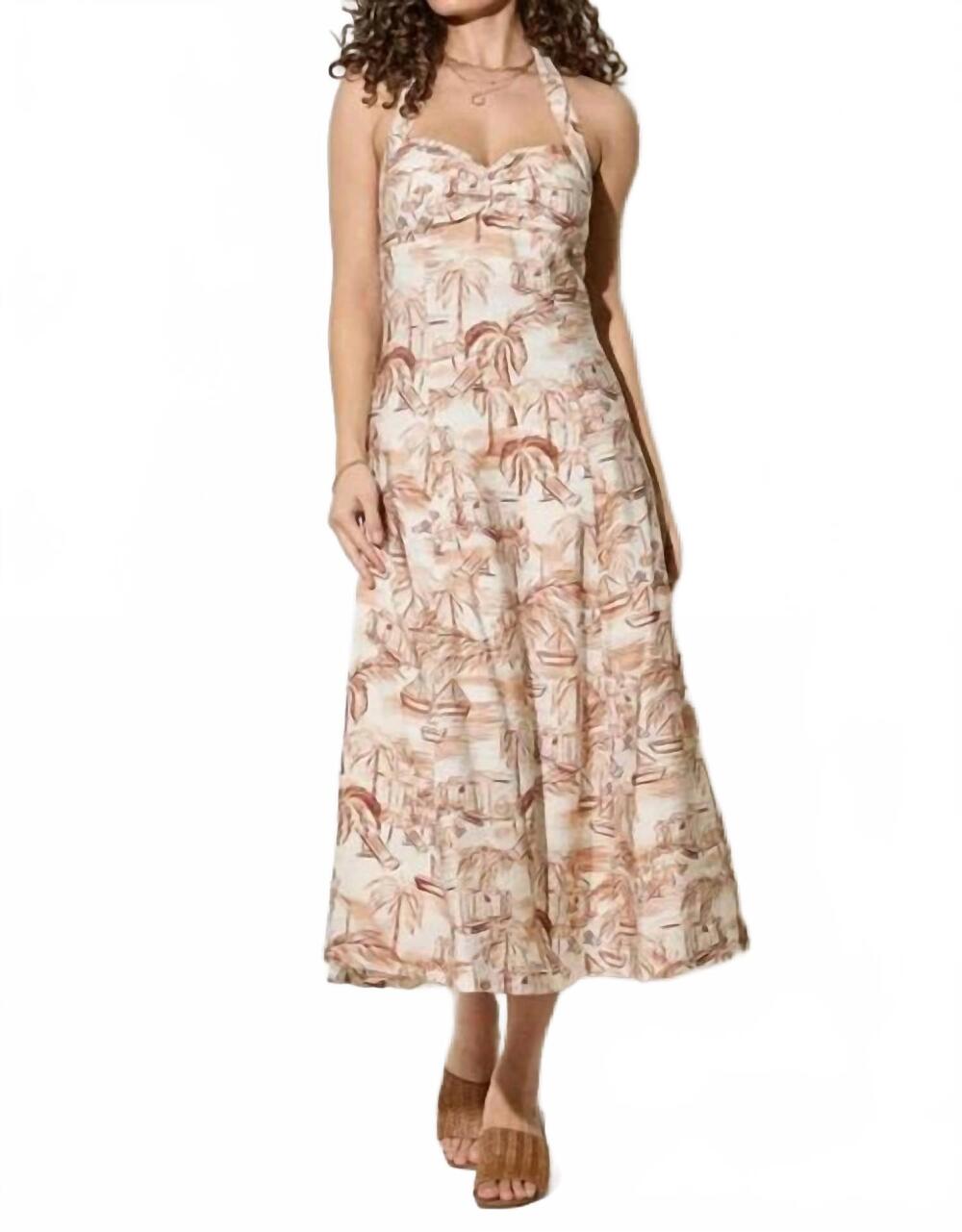 NEW SKYLAR ROSE the vela sweetheart midi dress in beige
